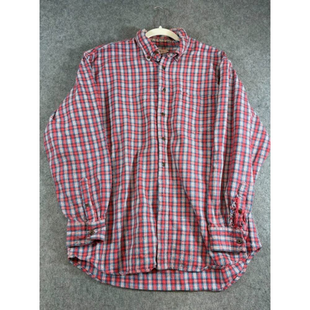 VTG 90s J.Crew Oarsman Plaid Flannel Button Down Shirt Men Large Rugged Heritage